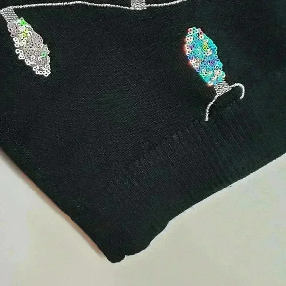 Tipsy Elves Oversized Black Sweater Dress Iridescent Sequin Christmas Lights XS - Picture 6 of 16